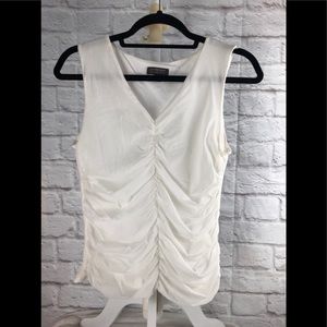 White 2 layer tank top. Ruched top size L